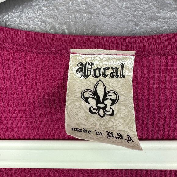 VOCAL Womens CRYSTAL PINK BLACK SUGAR SKULL AZTEC BIKER USA SHIRT XL - Picture 3 of 7